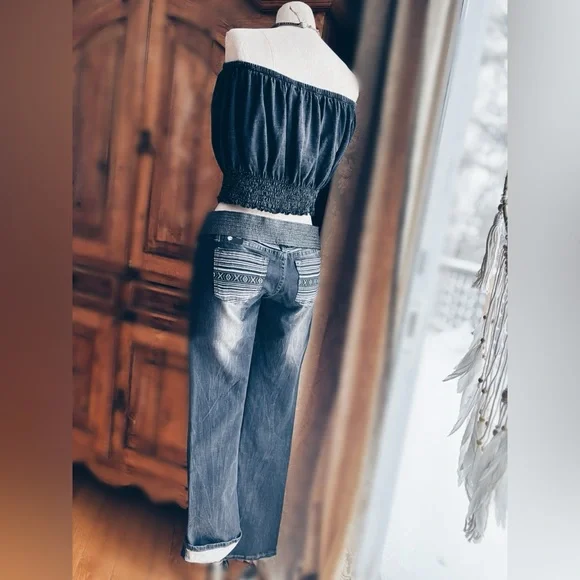 Urban Outfitters Smocked Acid Wash Tube Top Charcoal NWT - Picture 6 of 8